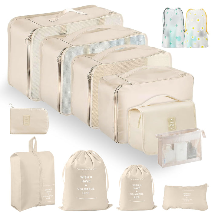 Koffer Organizer Set, 13 Stück Packing Cubes, Wasserdichte Kofferorganizer für Urlaub und Reisen, Tr
