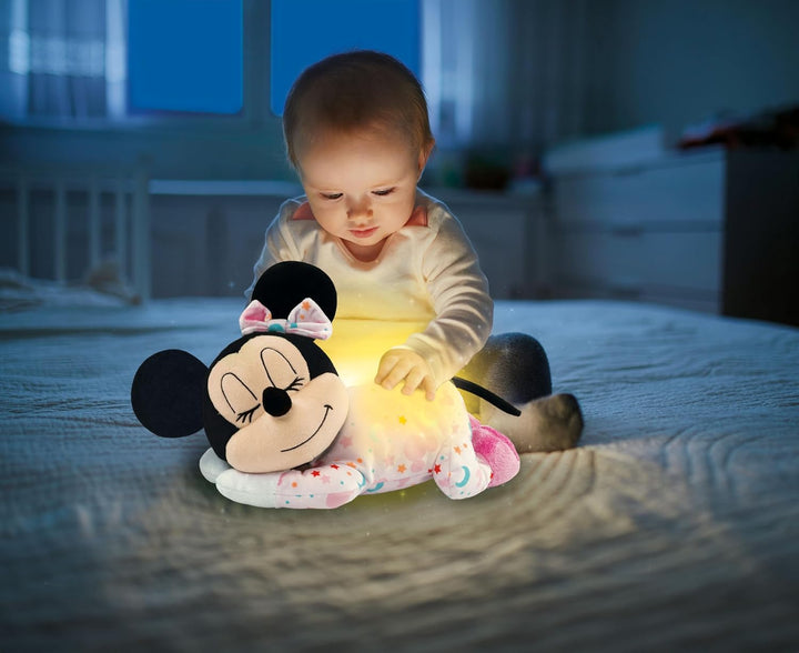 Clementoni Disney Baby Minnie Plüschfigur - Schlafende Baby Minnie mit Licht und Sound, Super-weiche