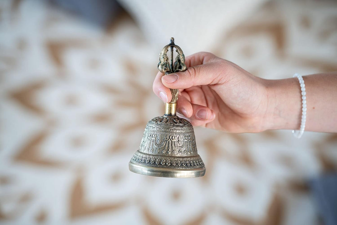 Sonic Energy Handgefertigte Tibetische Glocke – 280 g – Ghanta aus Gusslegierung – Für Meditation un