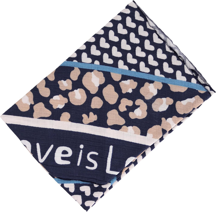 Damen Musselin Halstuch Made in Italy mit Leo Love Paisley Happy– Leichtes Dreieckstuch für Frühling
