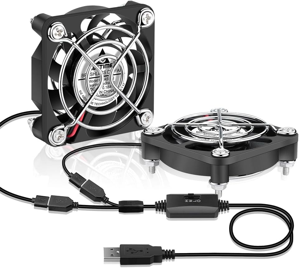 GDSTIME 2 Stück USB Lüfter 50mm 5V PC Lüfter 50mm USB 5010 50 x 50 x 10mm PC Ventilator mit 3 Einste