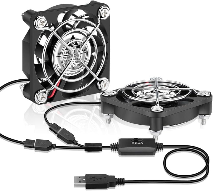 GDSTIME 2 Stück USB Lüfter 50mm 5V PC Lüfter 50mm USB 5010 50 x 50 x 10mm PC Ventilator mit 3 Einste