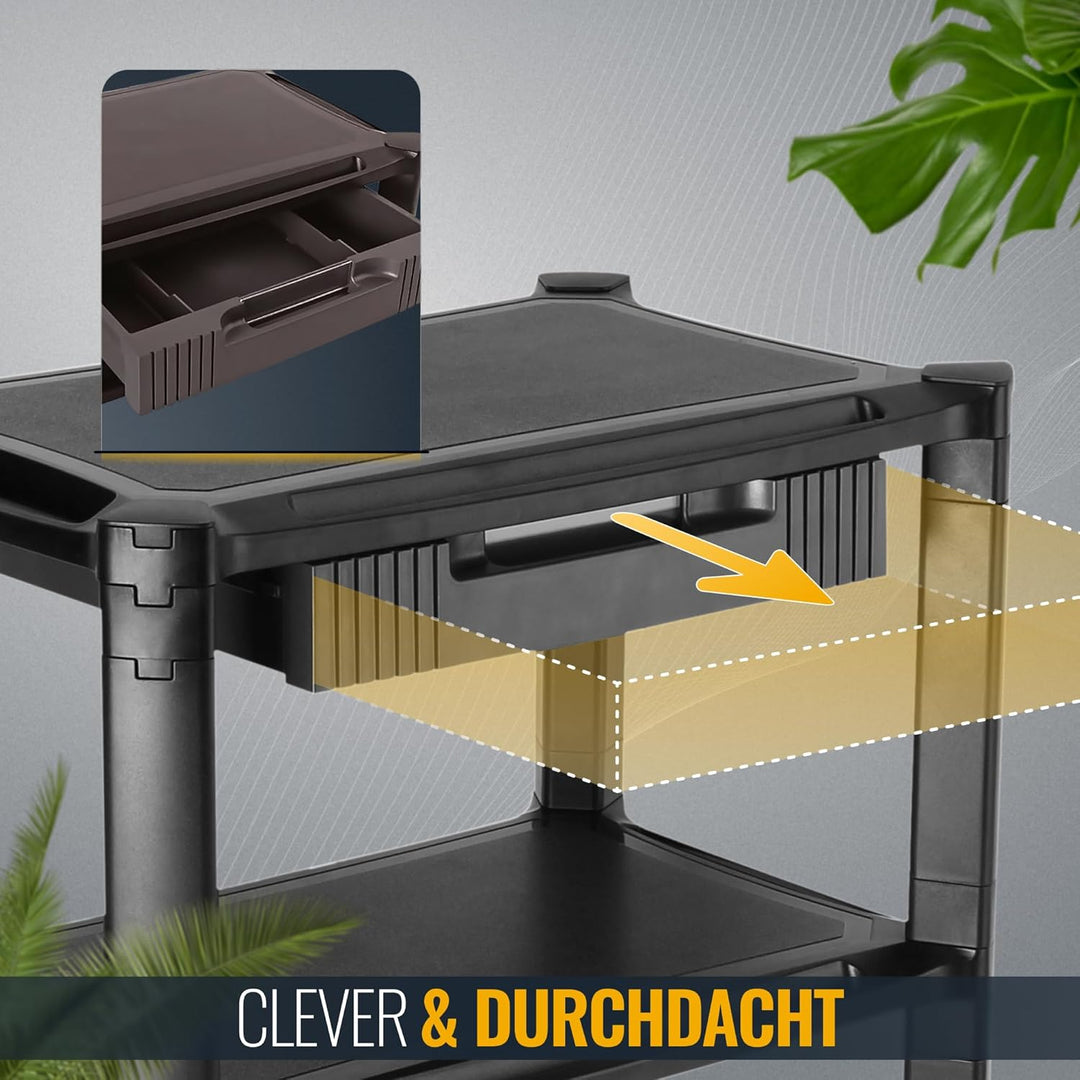 RICOO Rollcontainer Rollwagen mit Schublade Organizer WM5-L, Modular Schwarz Schreibtisch Bürocontai