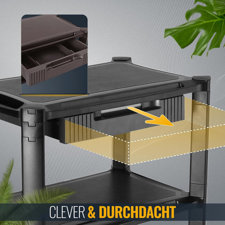 RICOO Rollcontainer Rollwagen mit Schublade Organizer WM5-L, Modular Schwarz Schreibtisch Bürocontai