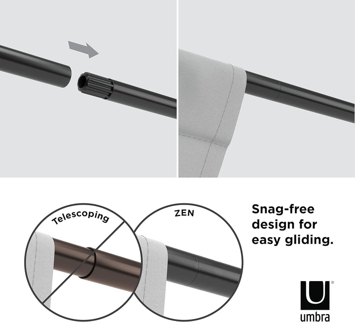 Umbra Zen ausziehbare Gardinenstange mit 2,5 cm Durchmesser, 82-326cm, Schwarz
