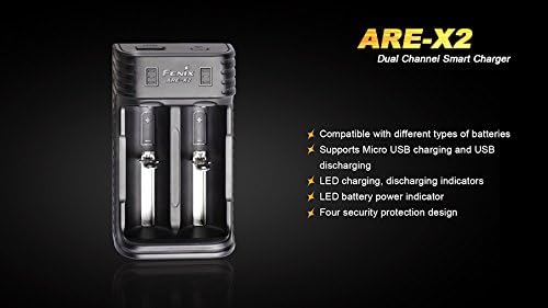 fenix Are-X2 Mehrfach-Ladegerät, kompatibel mit USB und Micro USB, Li-Ion, NI-MH, NI-Cd, Standard