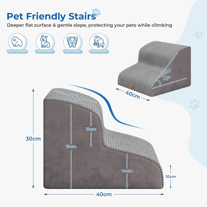 Hundetreppe für kleine Hunde, 2 Stufen 30cm Hoch Haustiertreppe, Waschbar rutschfest, Katzentreppe f
