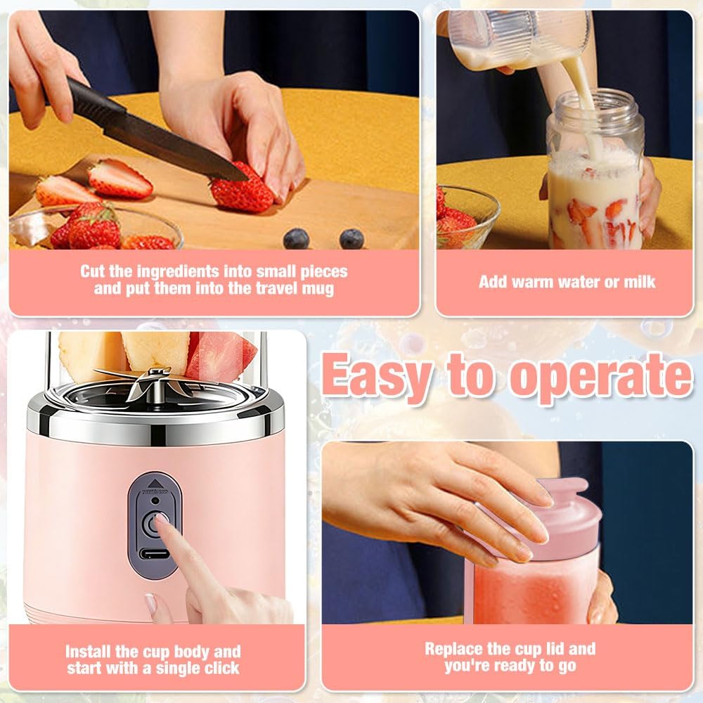 Foreverup Tragbarer Mixer, Maker to Go Mini-Standmixer, Smoothie Maker, Portabler Elektrischer Saftp