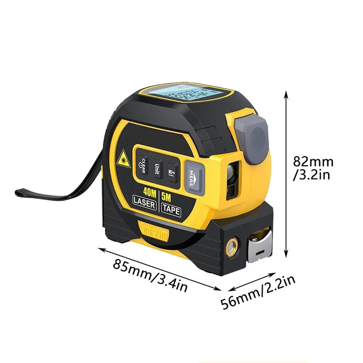 Laser Messgerät Massband, 3 in 1 Digital Laser Entfernungsmesser mit LCD -Display, Lasermessung 131