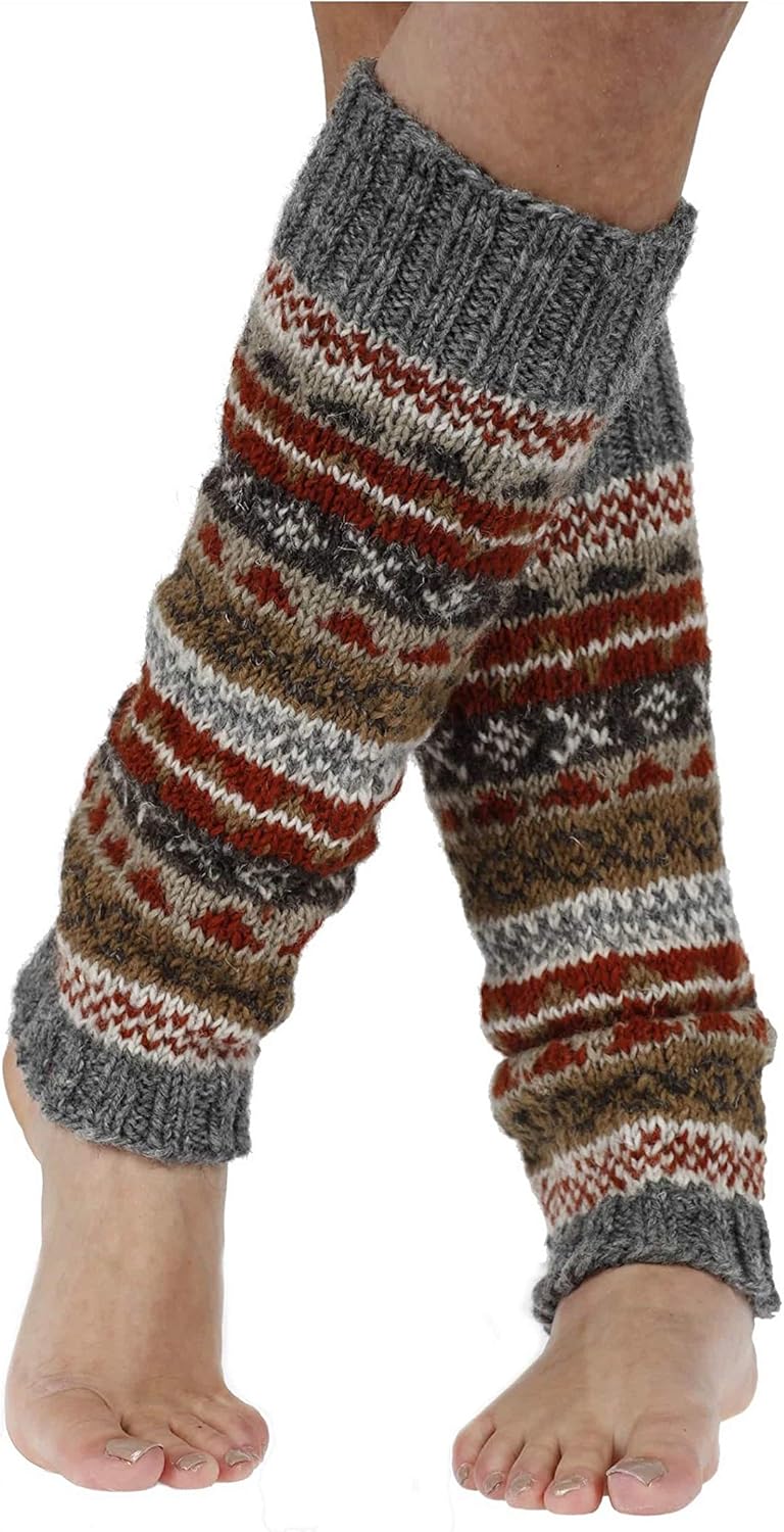 Pachamama Damen Legwarmer Finisterre Wolle grau individuell handgestrickt in Nepal