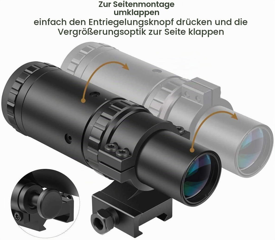 Feyachi V30 2MOA Red Dot Visier mit M37 1,5X - 5X Red Dot Lupe, Absolute Co-Witness
