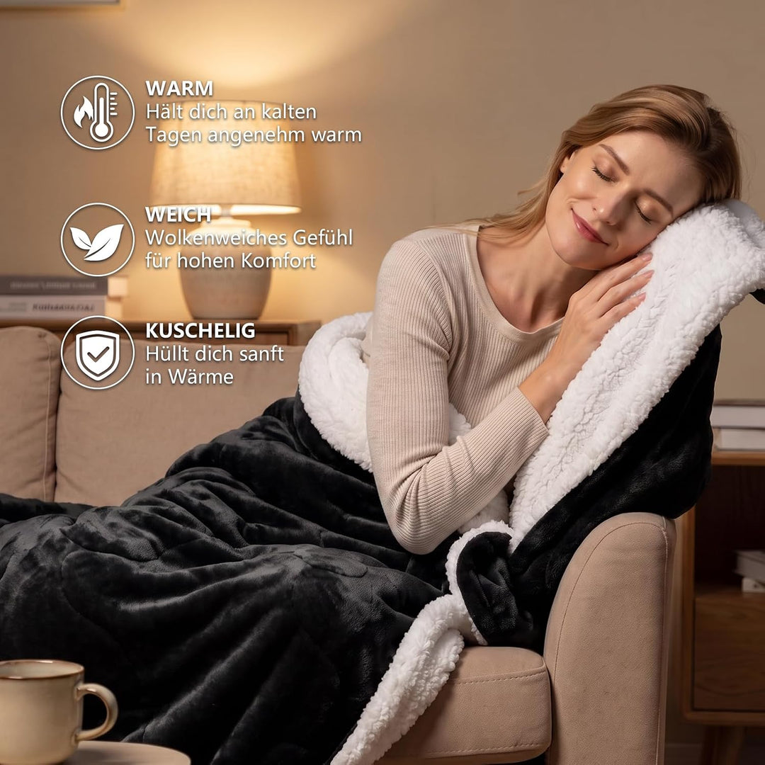 CHOSHOME Kuscheldecke Flauschig 220x240CM Kuscheldecke Warm Sherpa Decke Flauschige Decke Dicke Warm