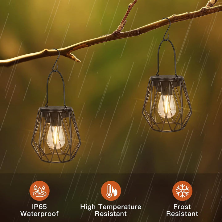 Ketom 2 Stück Solarlampen für Aussen Hängend, Solarlaterne für Aussen Stehend Metall, IP65 Wasserdic