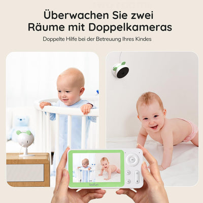 BOIFUN Babyphone mit 2 Kameras App, ECO Modus, Zonenalarme, 1080P HD, 3×Zoom, 4,3 Zoll LCD-Display B
