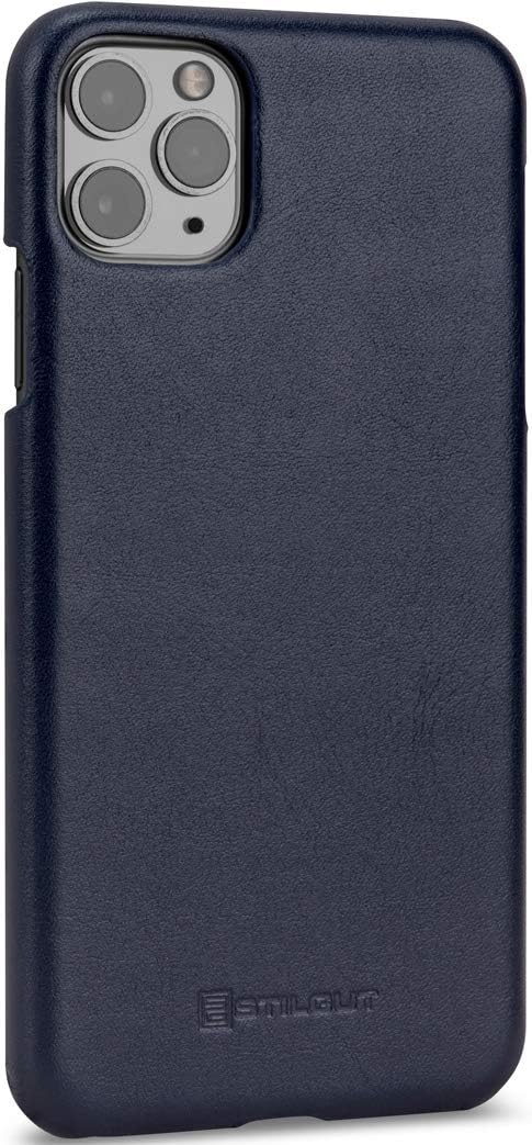 STILGUT Hülle kompatibel mit iPhone 11 Pro Max Case aus Leder, Premium Lederhülle, dünn - Blau iPhon