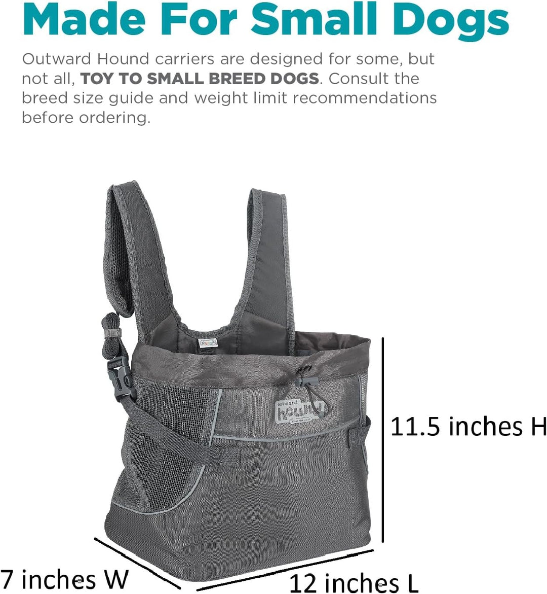Outward Hound PupPak Tragetasche für Hunde, Grösse S, Grau PupPak Frontträger L 30 x B 18 x H 28 cm