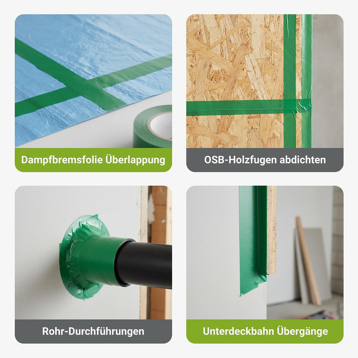 2 x Colorus Dampfsperrklebeband aggressiv klebend 50 mm x 25 m | Folienklebeband für Dampfbremse | D