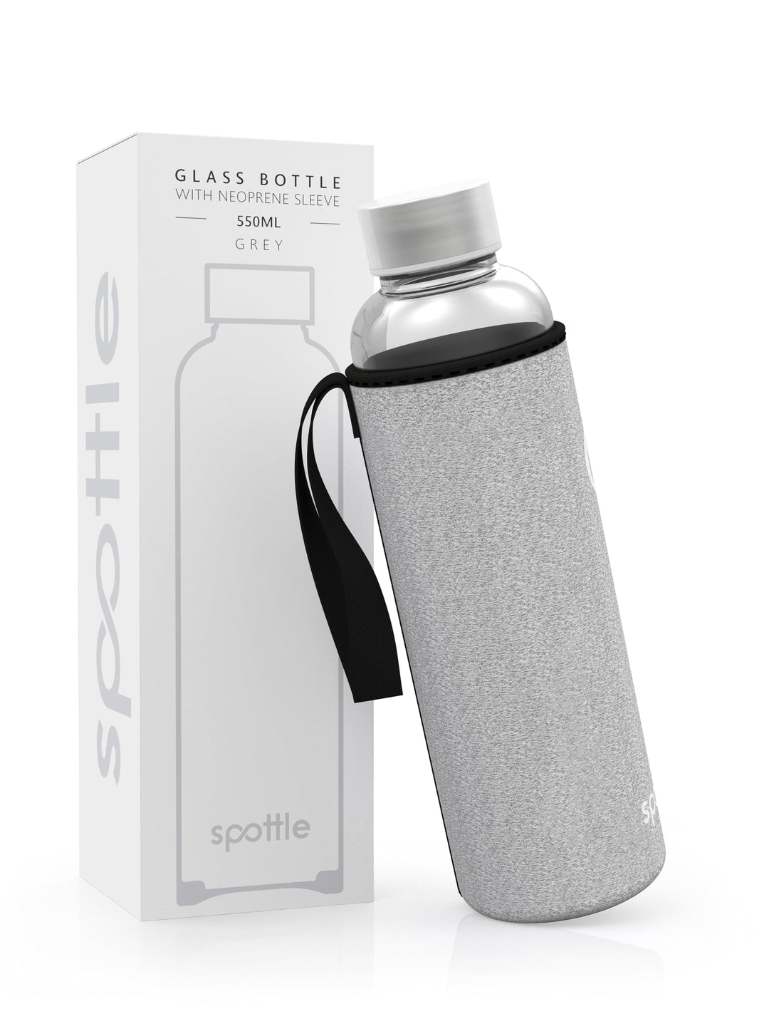 spottle Trinkflasche aus Glas 1l - Glasflasche 500ml - 750ml - 1 liter mit Neoprenhülle - Schutzhüll
