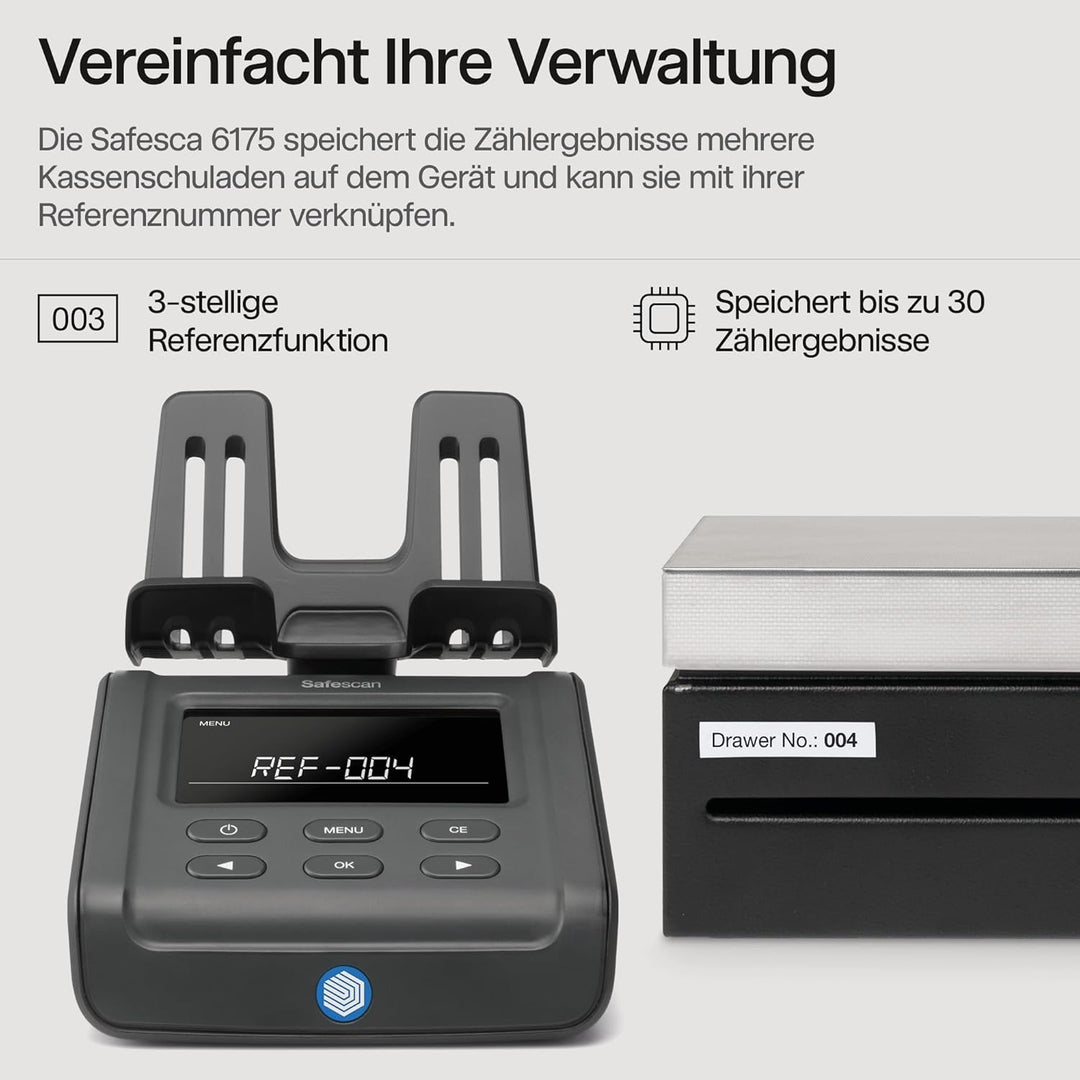 Safescan 6165 Geldzählmaschine, Wertzählung für Münzen und Banknoten, Vouchers und Chips - Münzzähle