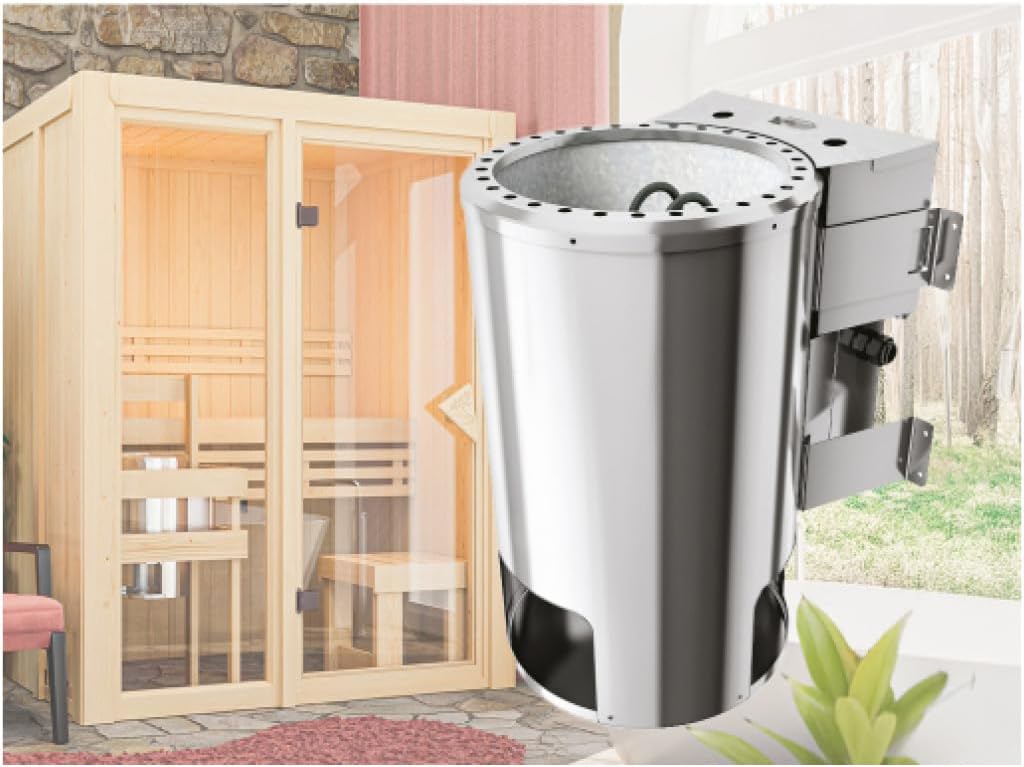 Karibu elektrisch Saunaofen 3,6 KW Bio Easy Plug&Play für externe Steuerung, ohne Saunasteine, ohne