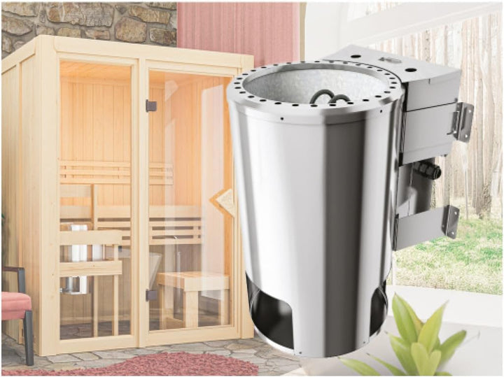 Karibu elektrisch Saunaofen 3,6 KW Bio Easy Plug&Play für externe Steuerung, ohne Saunasteine, ohne