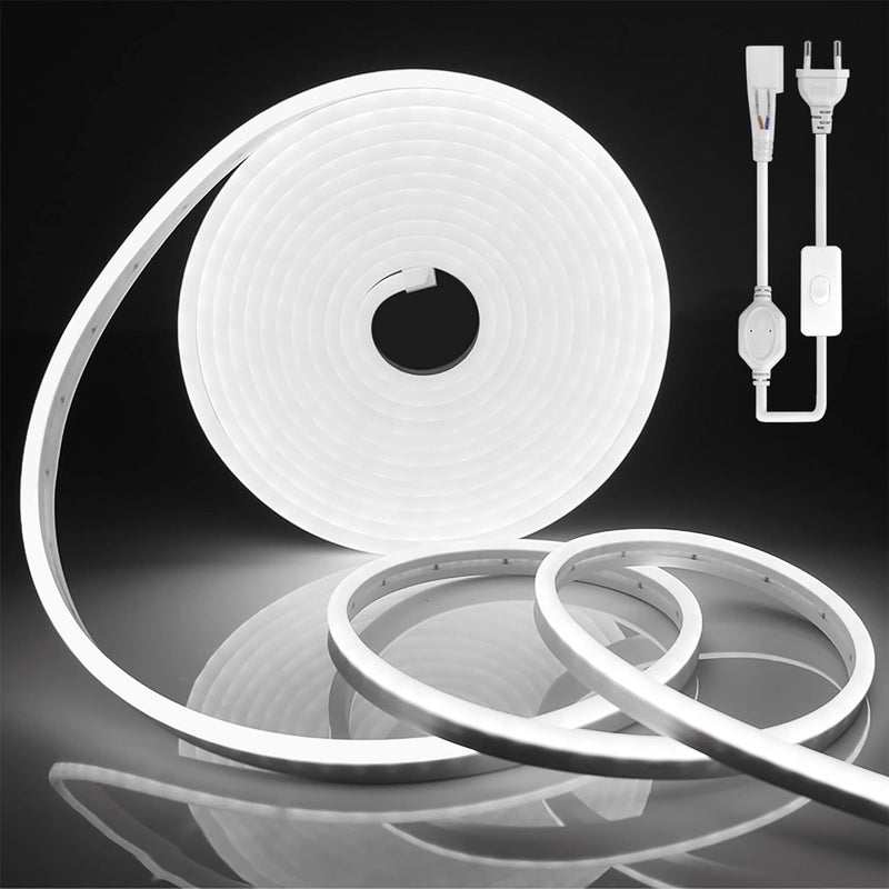 SPAHER Led Strip 10m Led Strip Aussenbereich Neon LED Streifen Mit Netzteil Und Led Stromschalter 23