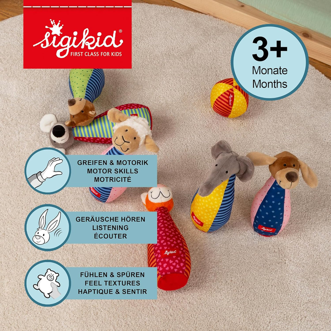 SIGIKID 49520 Kegelspiel Soft PlayQ Mädchen und Jungen Babyspielzeug empfohlen ab 3 Monaten mehrfarb