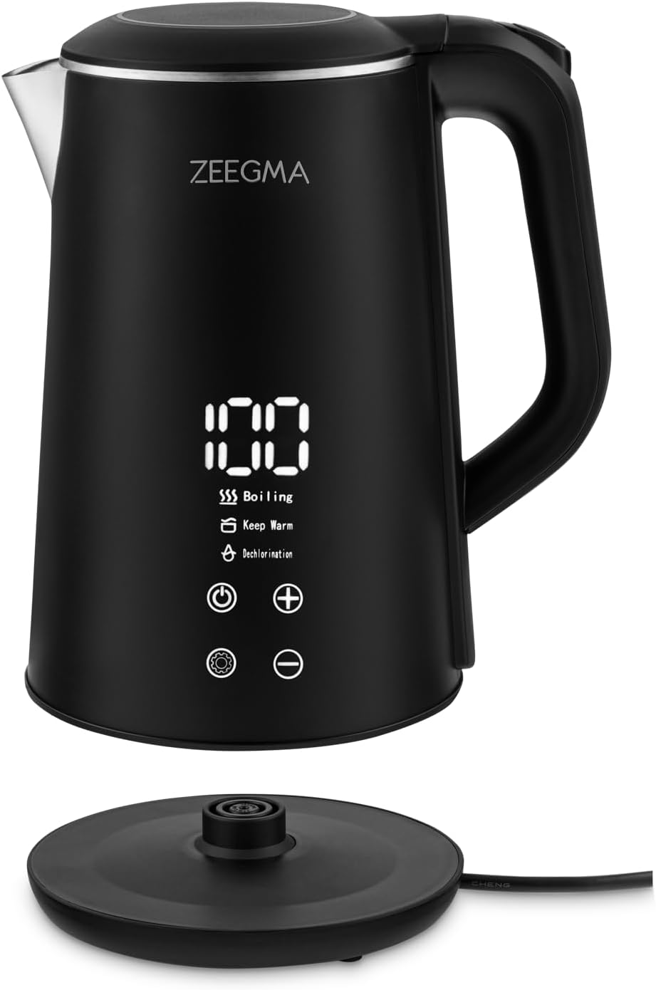 ZEEGMA KETLEE CONTROL Kabelloser elektrischer Wasserkocher 1500 W, Fassungsvermögen 1,6 L, einstellb