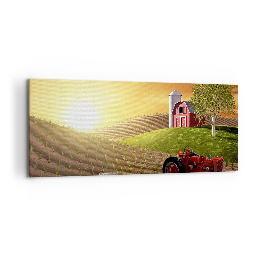 Wandbilder Dekoration Wohnzimmer Morgen Bauernhof Feld Plantage Panorama Bilder auf Leinwand 120x50c