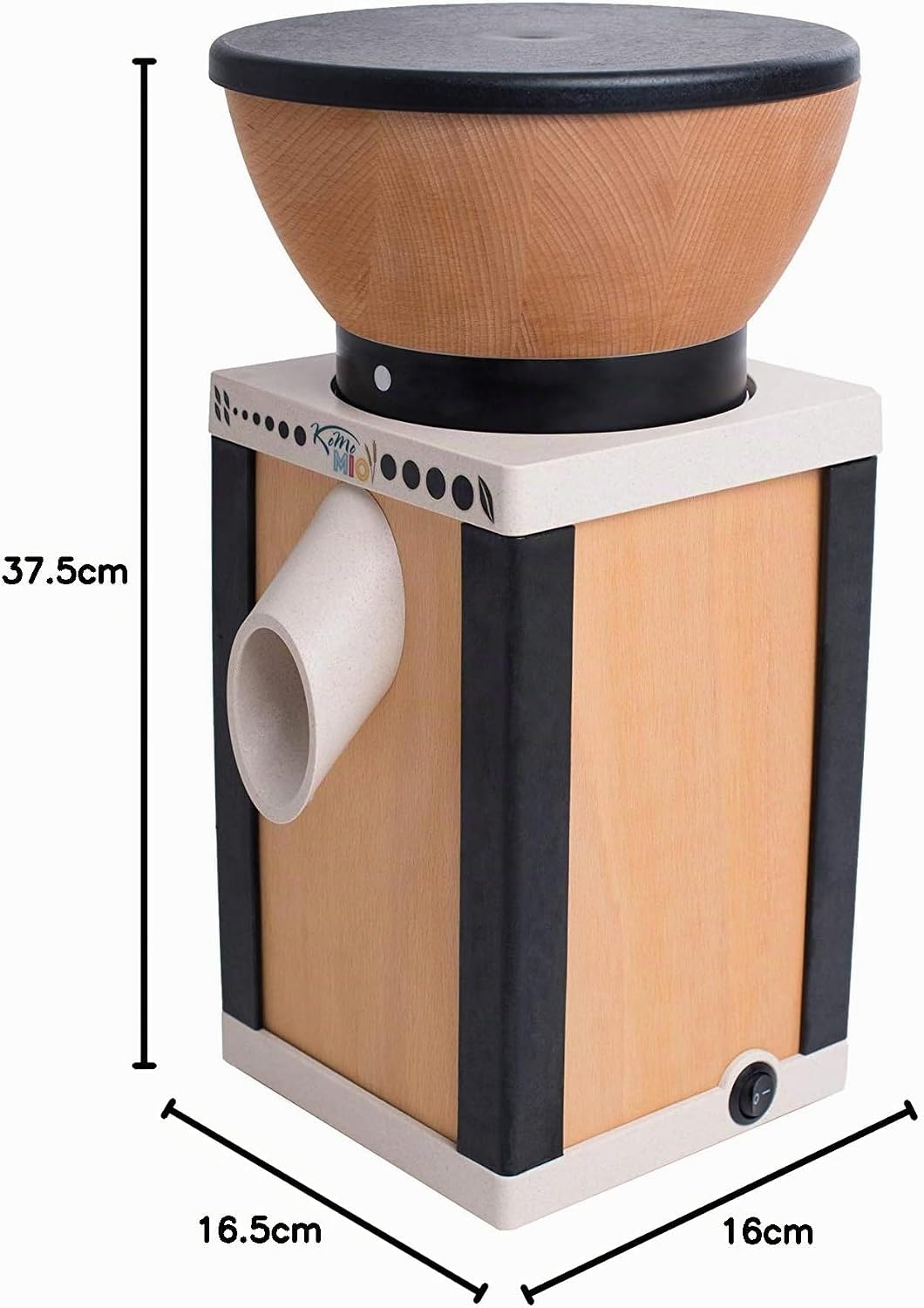 Komo Getreidemühle schwarz (400 Watt, innovative Materialien), 02032, 16,5 x 16 x 37,5 cm, 16,5 x 16