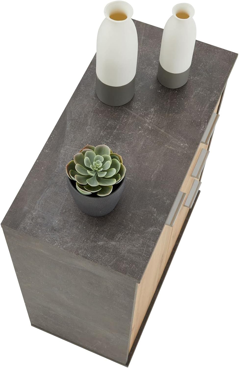 CARO-Möbel Kommode Locarno mit 2 Schubladen und Türen, modernes Highboard Bürokommode in Beton dunke