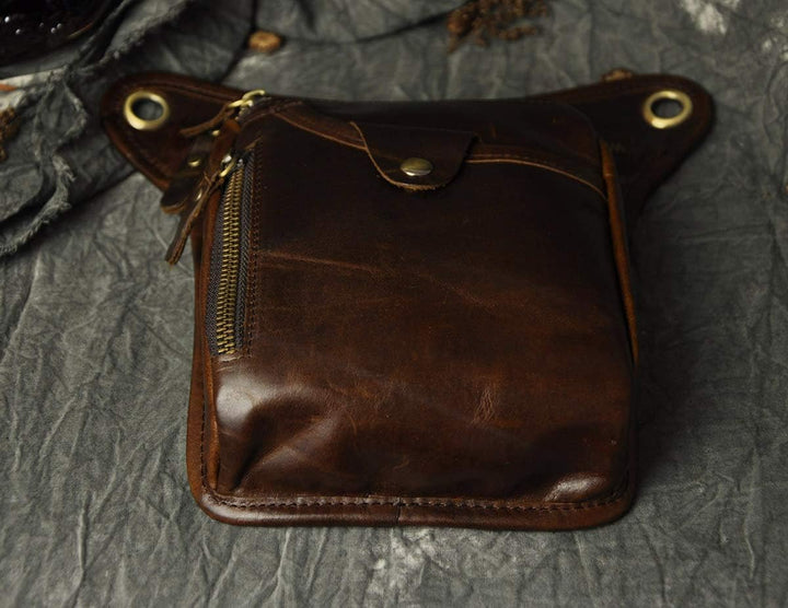 Le'aokuu Herren Echtes Leder Tasche Beinbeutel Beintasche Aussenbeintasche Beinbeuteltasche Reisen H