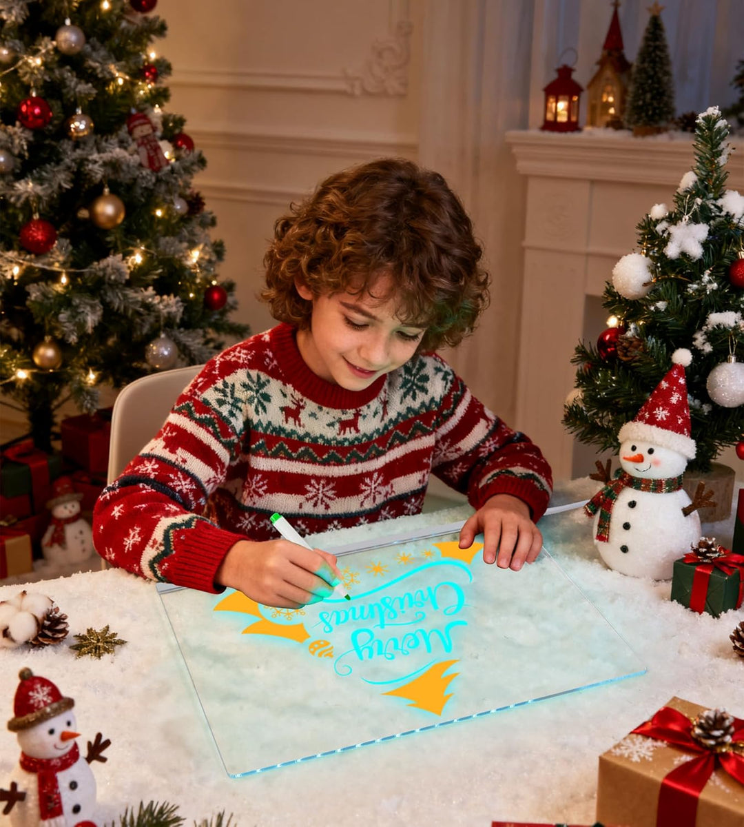 LED Notiztafel mit Farben, Leuchtendes Zeichenbrett für Kinder Acryl Notiztafel mit 7 Farben Stift -