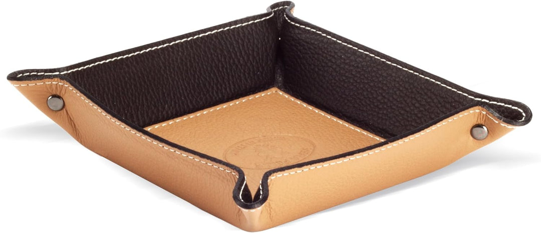 Luni Taschenleerer Leder, Handgearbeitet in klassischem italienischem Stil, Ordentlich Tablett, Hell