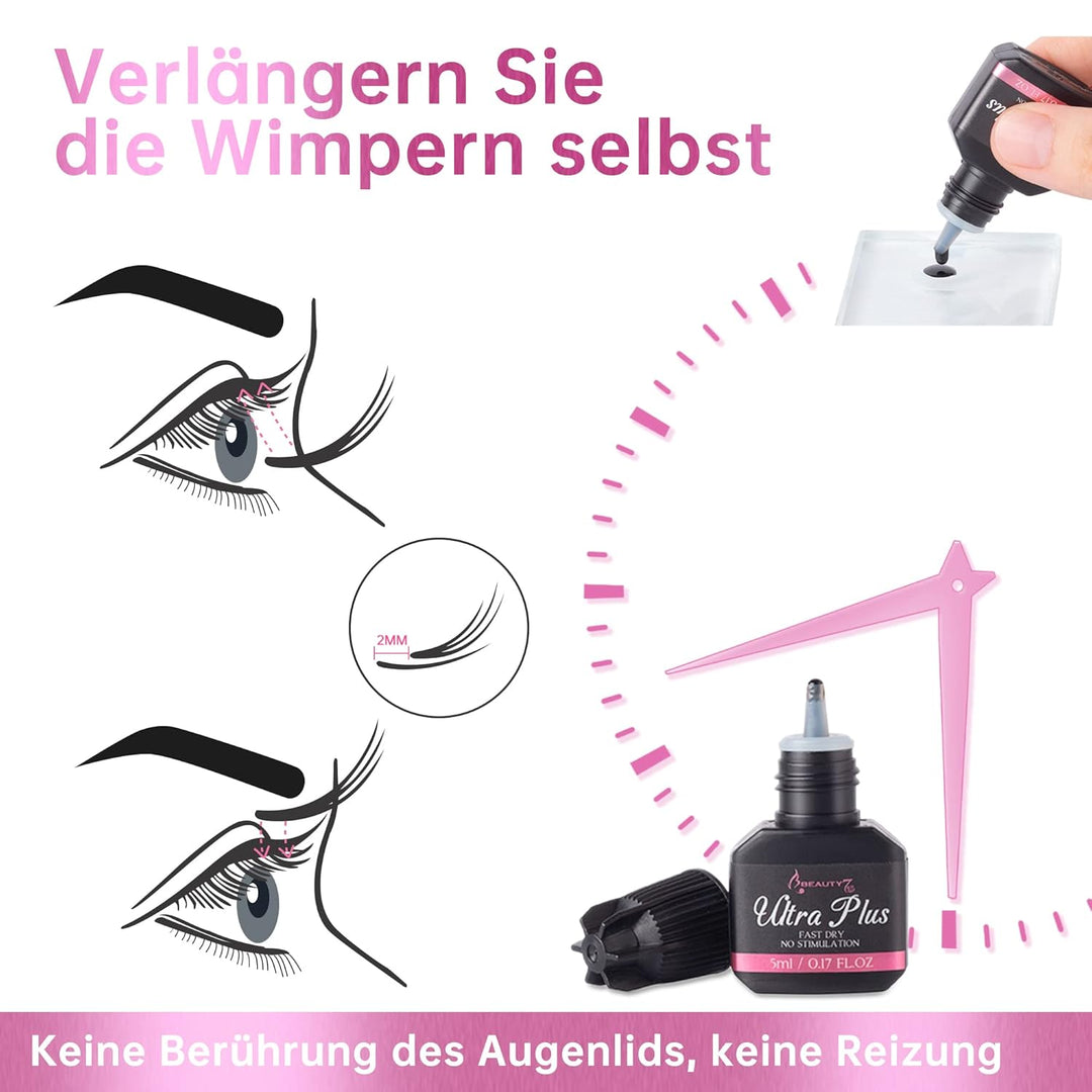 Beauty7 DIY wimpernverlängerung Wimpern Set Selbstanwendung Semipermanenter Wimpern Extensions Set 1