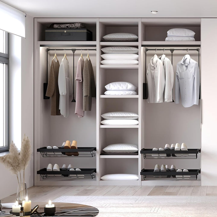 Emuca - Kleiderlift für Schrank, Ausziehbarer Kleiderlift 830-1150mm Breite, Schrankinnenseiten Mont