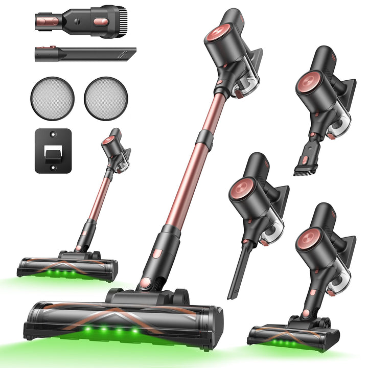 Vexilar V10PRO Akku Staubsauger Kabellos 45kPa/450W/45Min für Tierhaare Pinkgold, Pinkgold