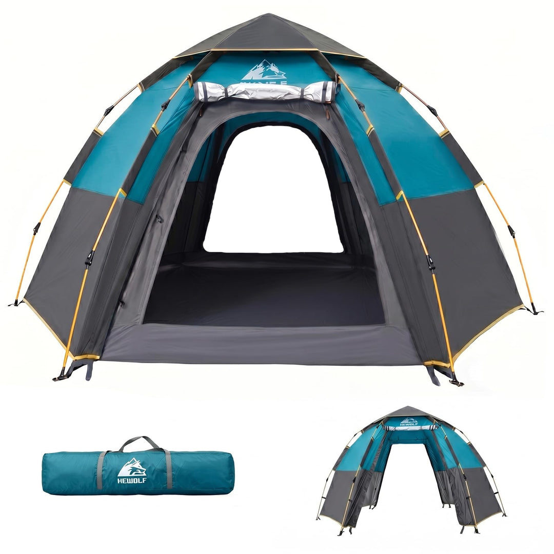 Hewolf Camping Zelt - Zelt 2/3/4 Personen Wasserdicht mit Vorzelt Familienzelt Einfache Einrichtung