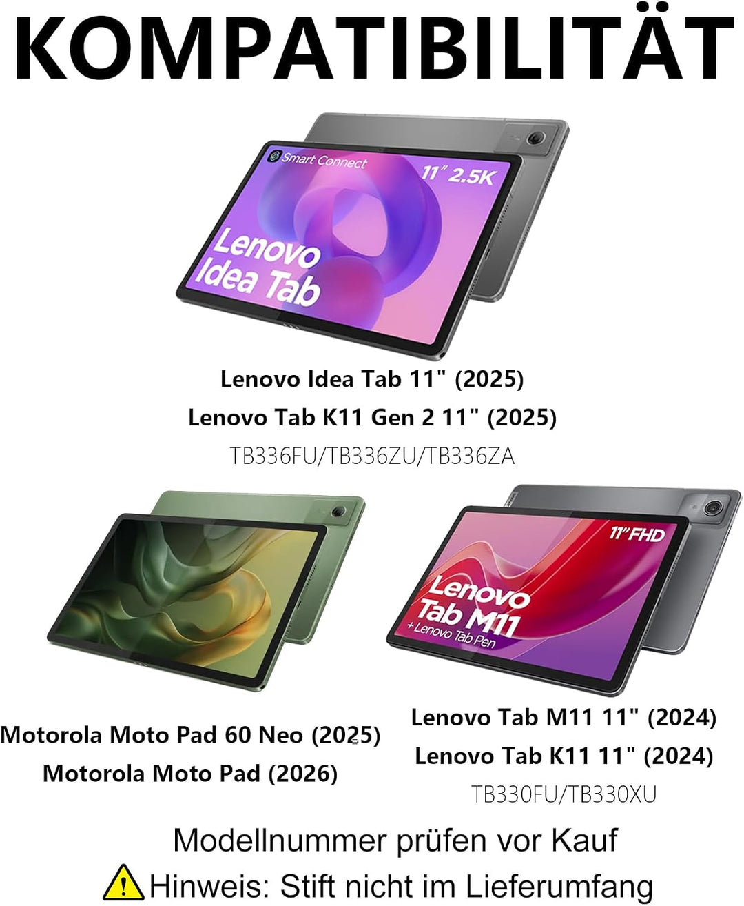Beleuchtete Tastatur Hülle für Lenovo Idea Tab 11" (2025), 7-Farben-Hintergrundlicht Bluetooth Keybo