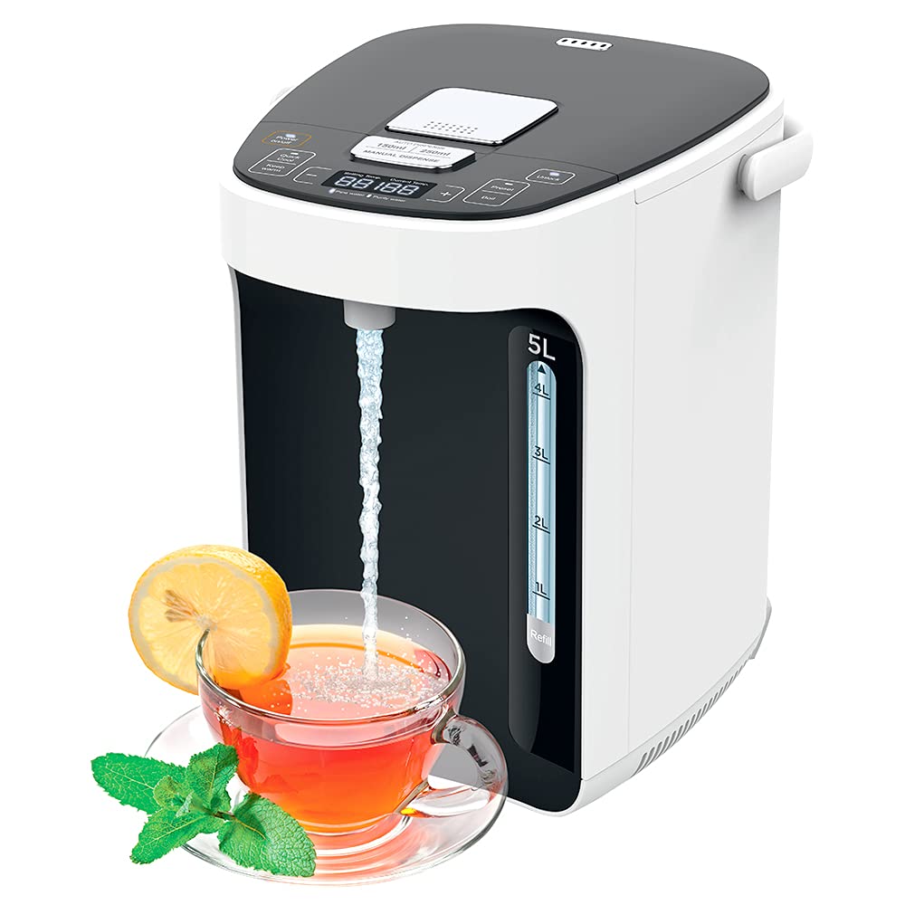 TITAN 2.1: Thermopot 5 Liter, Heisswasserspender 45-95 °C einstellbar, Thermoskanne, Teekocher mit K