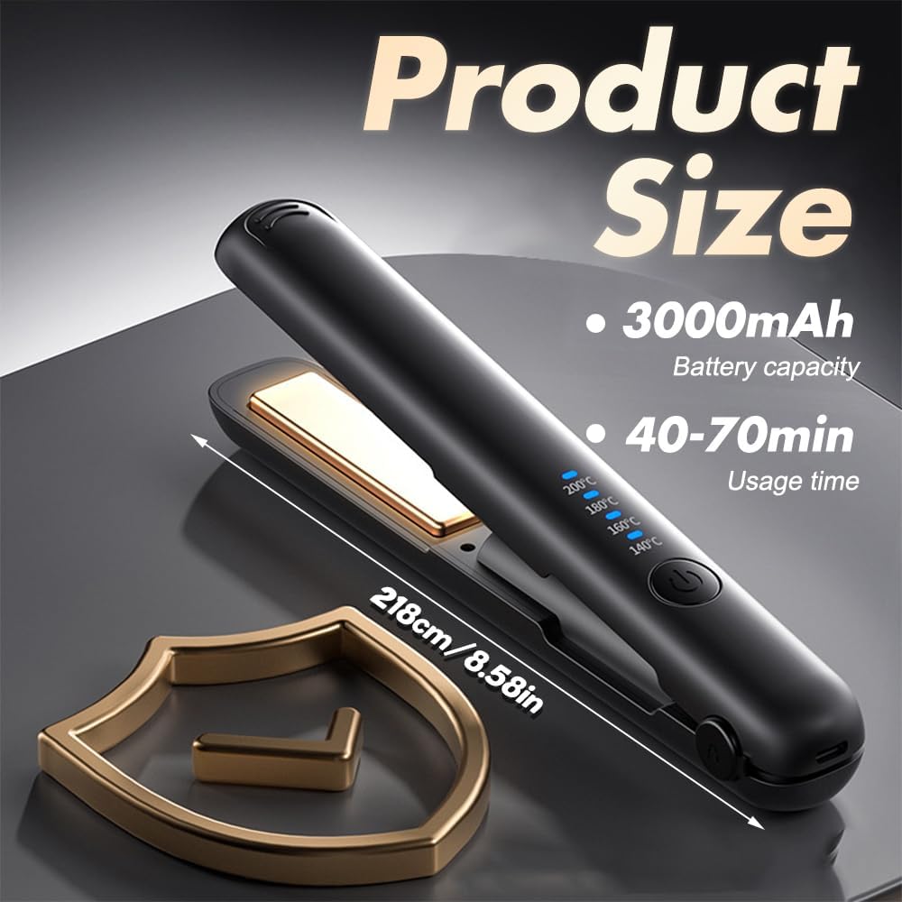 Mini Glätteisen Kabellos, 2 in 1 Reise Glätteisen Mini mit 4 Temperaturen glätteisen locken und Glät
