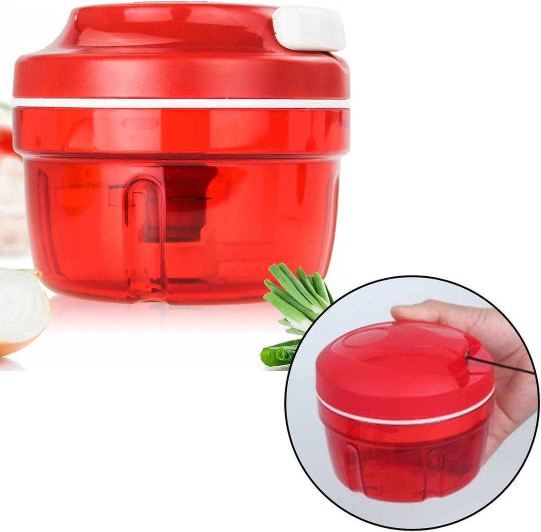 ANBOO Zwiebelschneider manuell Zwiebelhacker, Rot Zwiebel Zerkleinerer manuell mit Kabelzug, Küche,