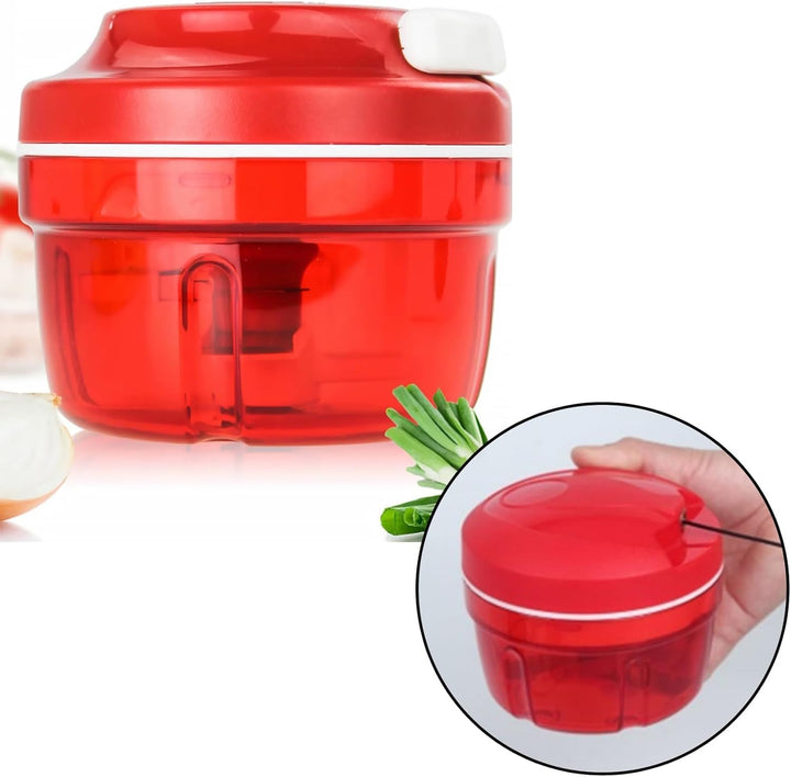 ANBOO Zwiebelschneider manuell Zwiebelhacker, Rot Zwiebel Zerkleinerer manuell mit Kabelzug, Küche,