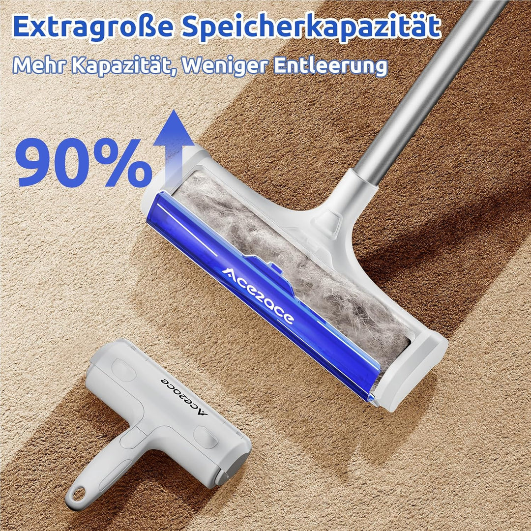 ACE2ACE Teppichrolle für Tierhaare, Teppichbürste Tierhaare, Tierhaarentferner Teppich für Hundehaar