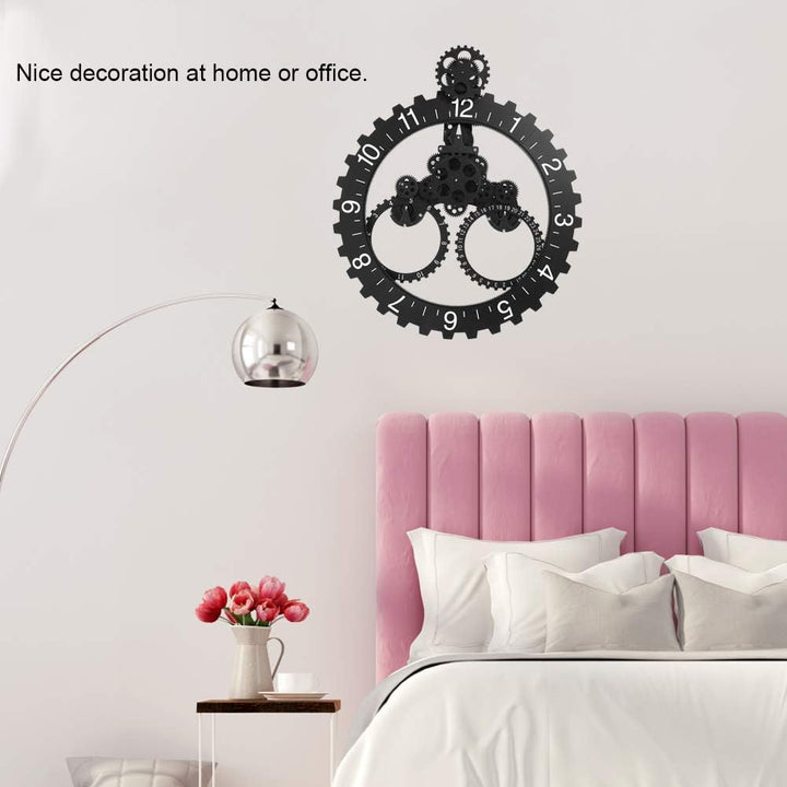 Jacksking Zahnrad Uhr, 3D Moderne grosse Wandkunst rotierende mechanische Uhr Kalender Rad Sägezahn