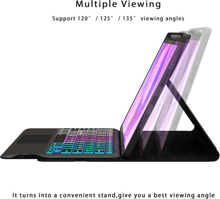 für Lenovo Idea Tab Pro 2025 12.7 Zoll Hülle mit Abnehmbare Tastatur : DIY 3-Zonen 7-Farbige Beleuch