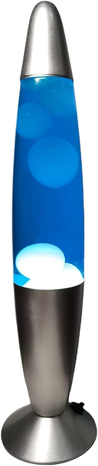 ROCKING GIFTS Desktop-Lava-Lampe, 35 cm Blau-Weiss, mit Schalter, beinhaltet E14-Birne, Plasmablampe