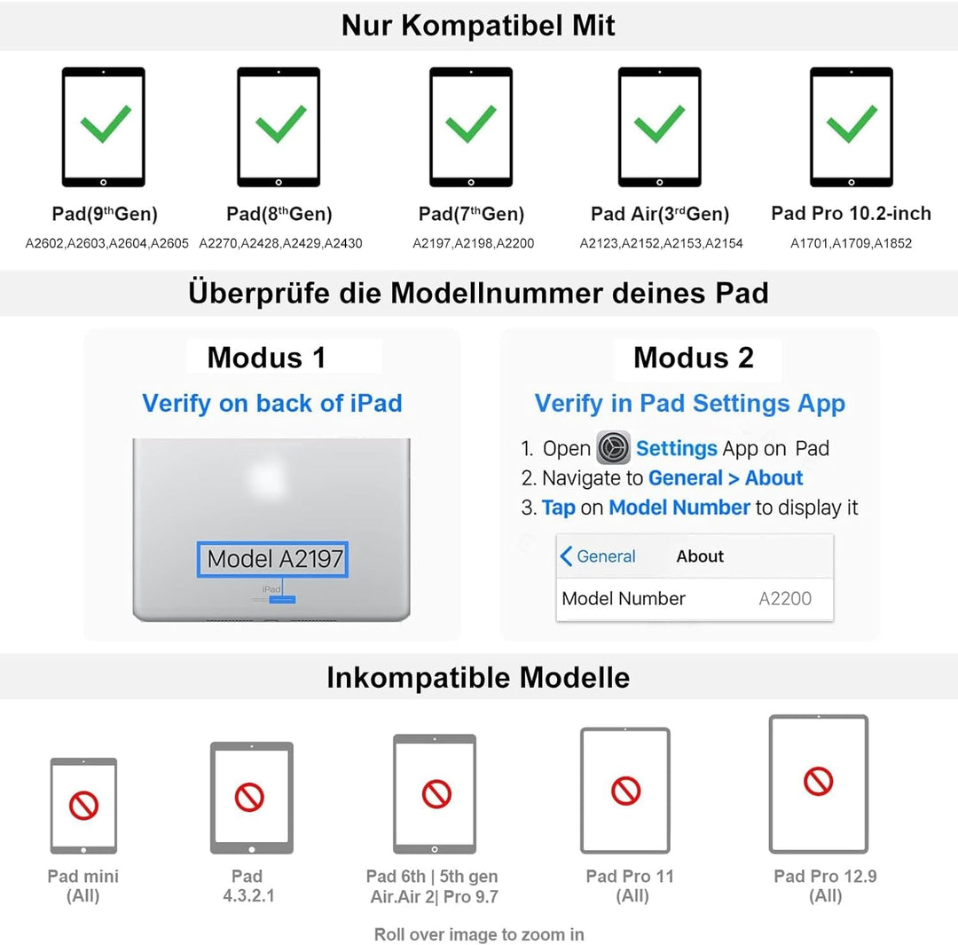 AVNICUD Tastatur Hülle für iPad 10,2 Zoll 9/8/7 Generation - iPad Pro 10.5", iPad Air 3, Soft TPU Sc