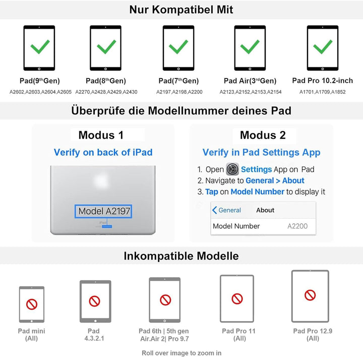 AVNICUD Tastatur Hülle für iPad 10,2 Zoll 9/8/7 Generation - iPad Pro 10.5", iPad Air 3, Soft TPU Sc