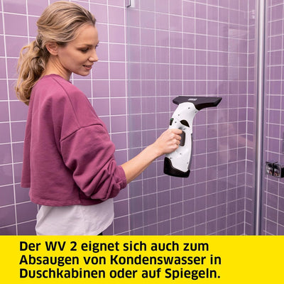 Kärcher Akku-Fenstersauger WV 2 Plus N, Akkulaufzeit: 35 min, LED-Ladezustandsanzeige, 2 Absaugdüsen